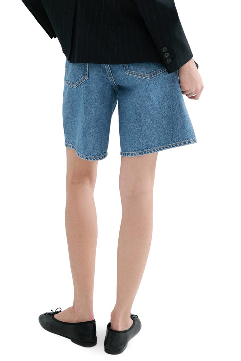 High Waist Long Denim Shorts, Alternate, color, MEDIUM BLUE