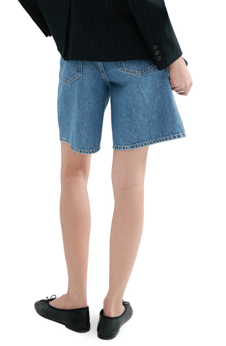 MANGO High Waist Long Denim Shorts, Alternate, color, Medium Blue