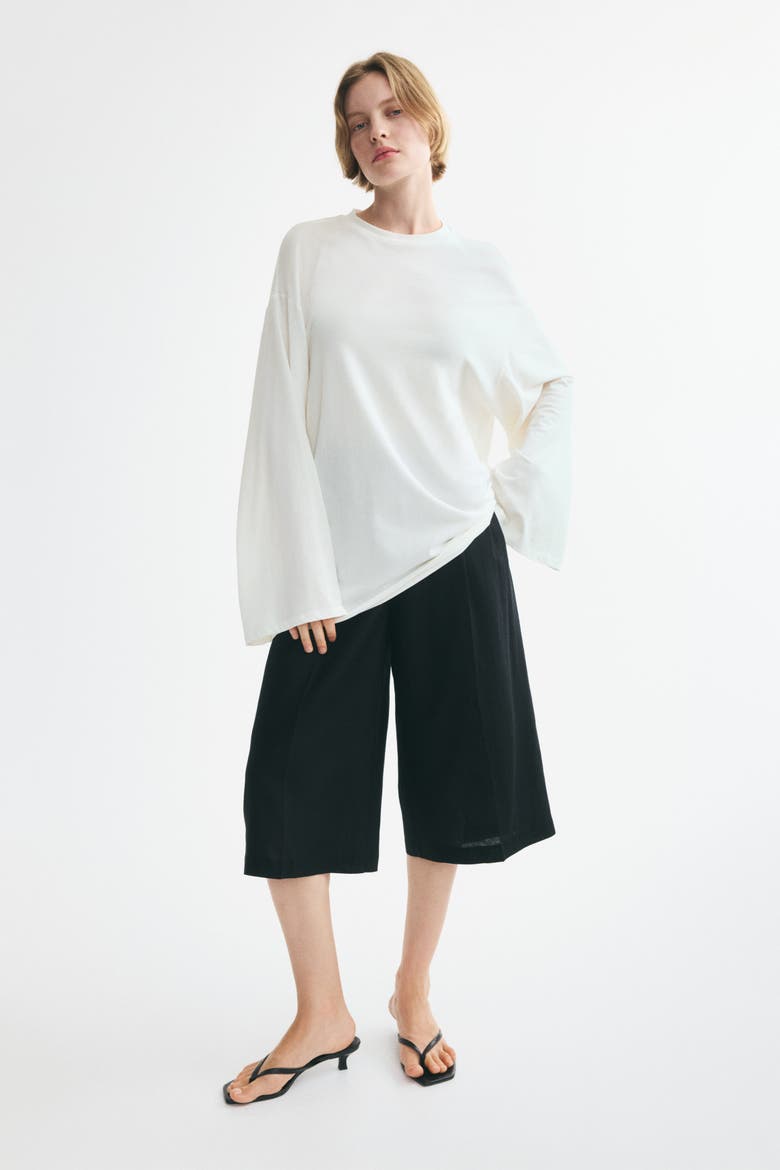 Long-sleeved Cotton Top, Alternate, color, Cream