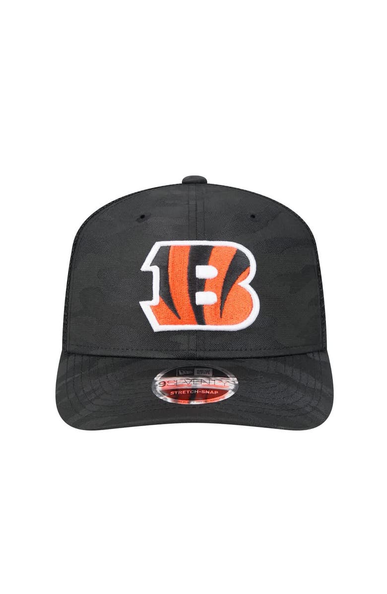 New Era Men's New Era Black Cincinnati Bengals Adventure Camo Trucker 9SEVENTY Stretch-Snap Adjustable Hat, Alternate, color, 