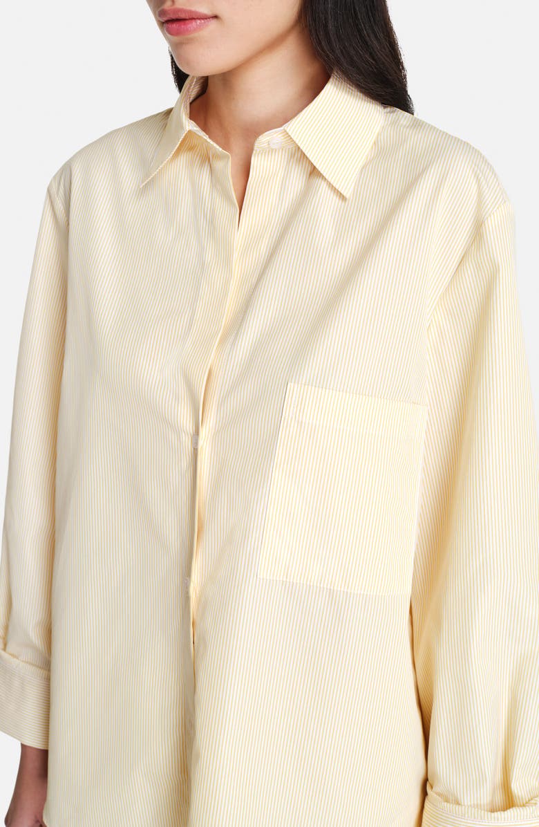 TWP Next Morning Stripe Cotton Button-Up Shirt, Alternate, color, Ivory / Yellow