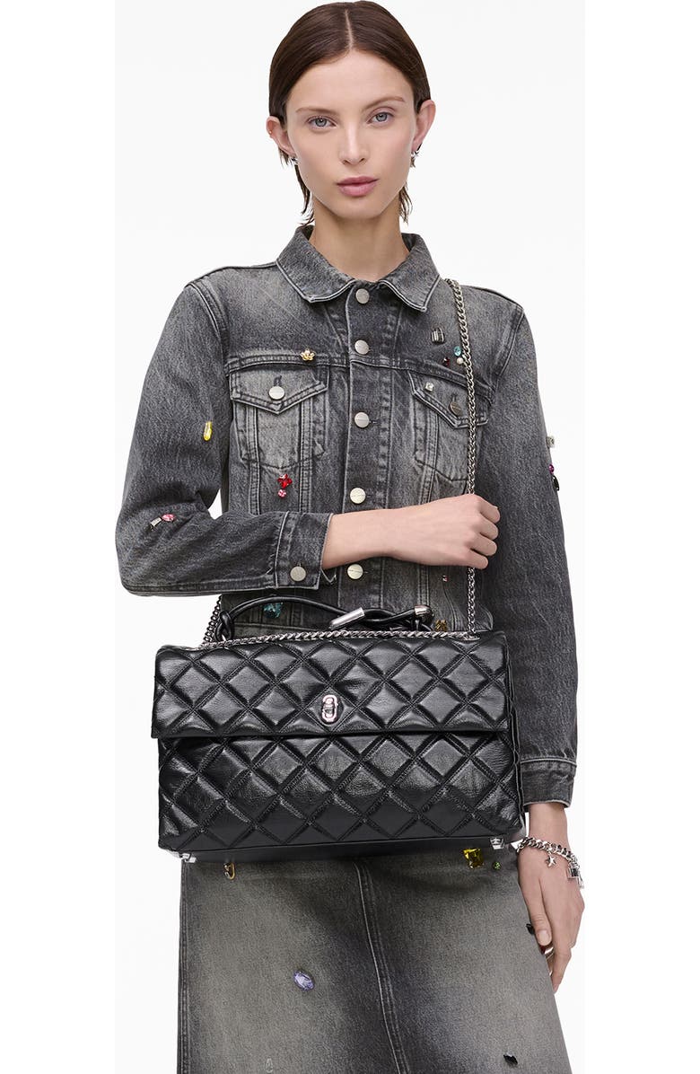 Marc Jacobs The XL Dual Chain Diamond Quilted Convertible Leather Shoulder Bag, Alternate, color, Black