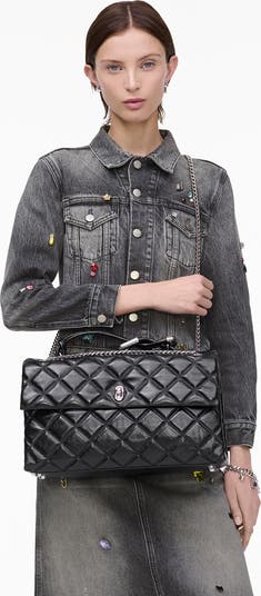 The XL Dual Chain Diamond Quilted Convertible Leather Shoulder Bag