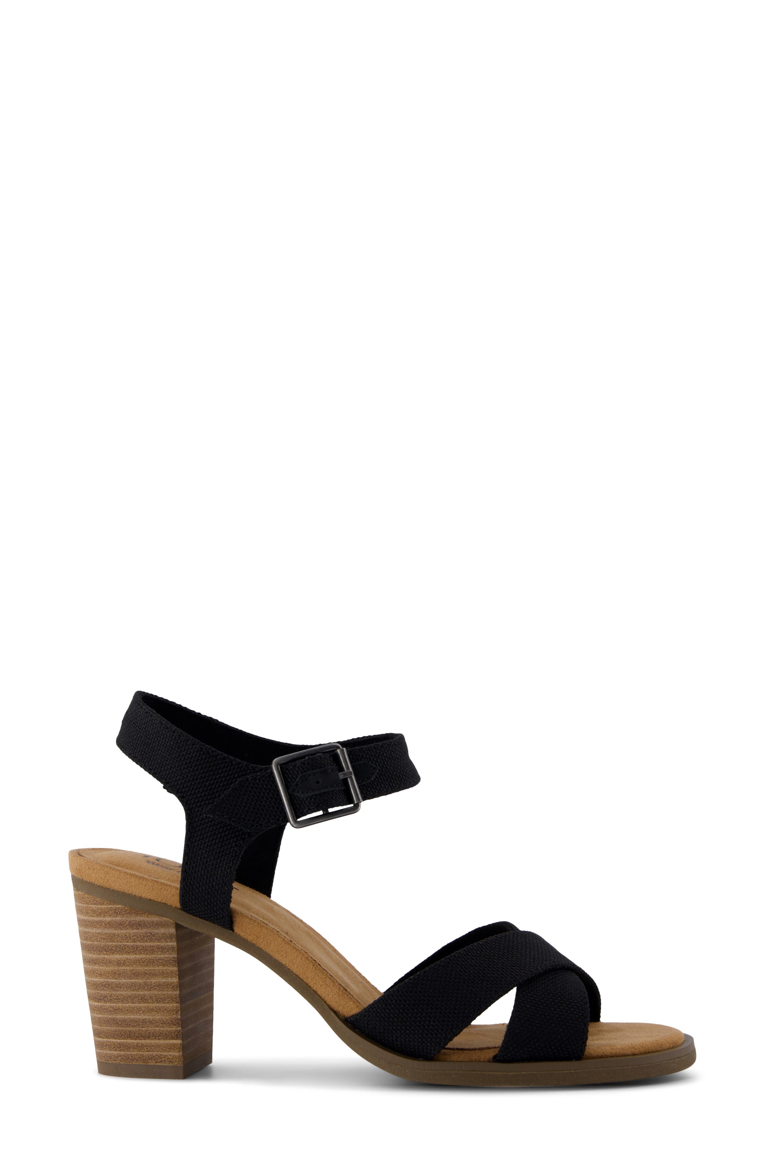 TOMS Majorca Ankle Strap Sandal, Alternate, color, Black