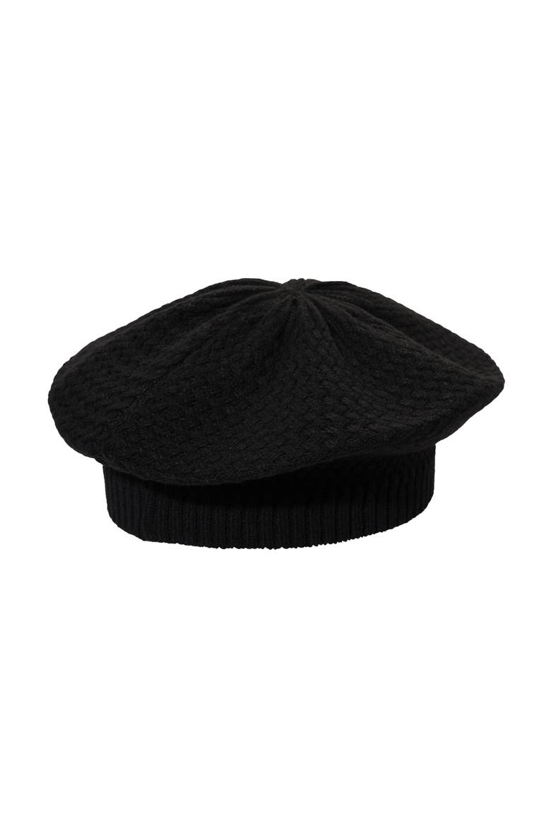 Basket Knit Beret, Alternate, color, Black