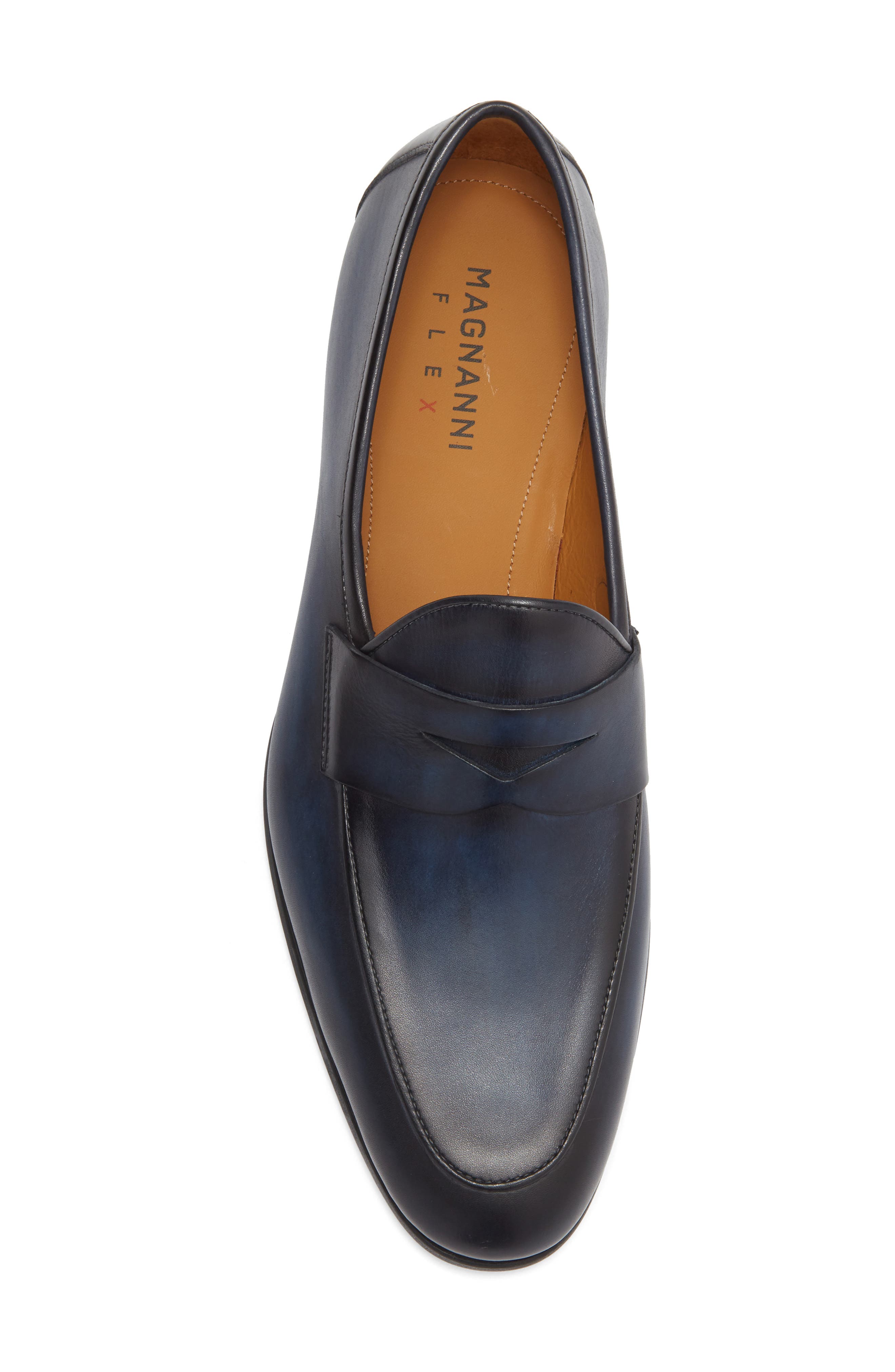 Magnanni Apron Toe Penny Loafer, Alternate, color, Navy
