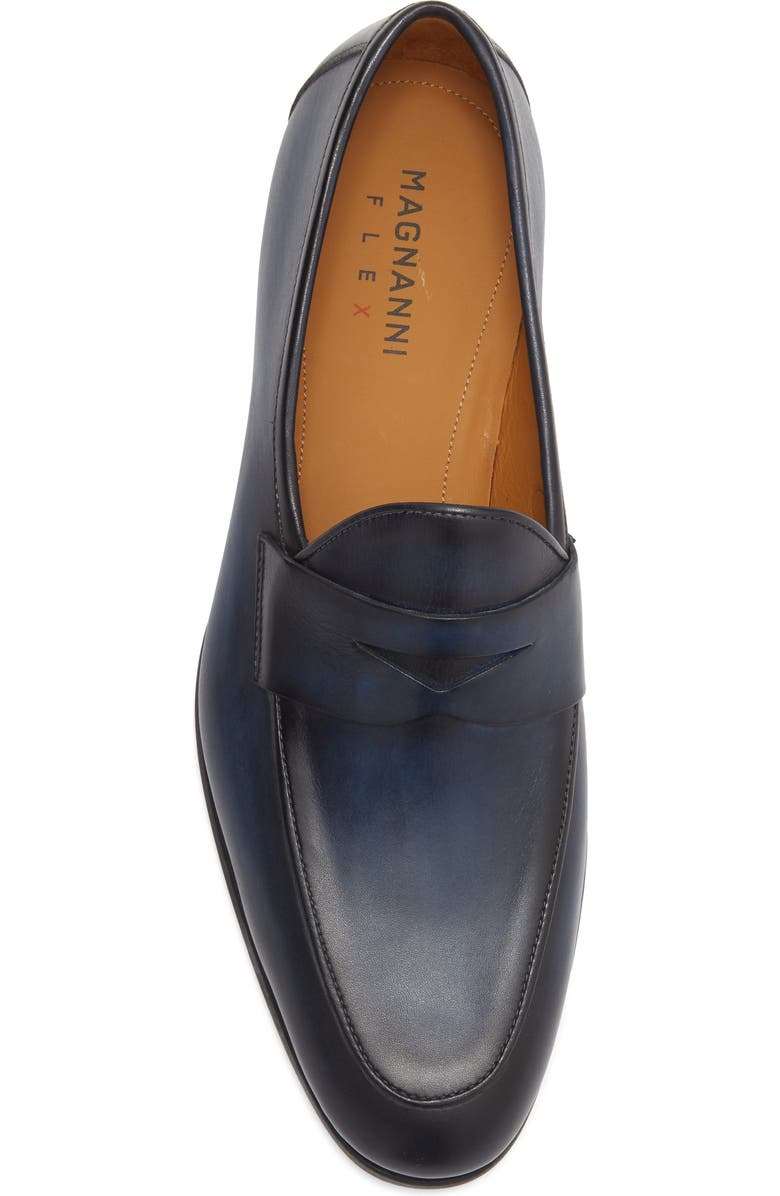Magnanni Apron Toe Penny Loafer, Alternate, color, Navy