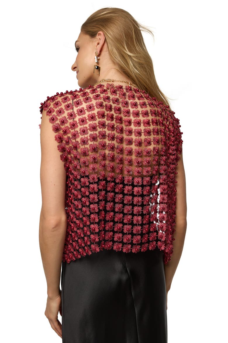 Pearly Beaded Floral Lace Top, Alternate, color, BURGUNDY