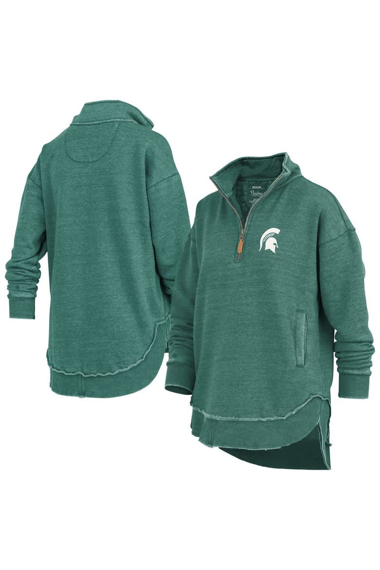 Women's Pressbox Green Michigan State Spartans Northfork Sojourn Poncho Quarter-Zip Sweatshirt, Alternate, color, Green