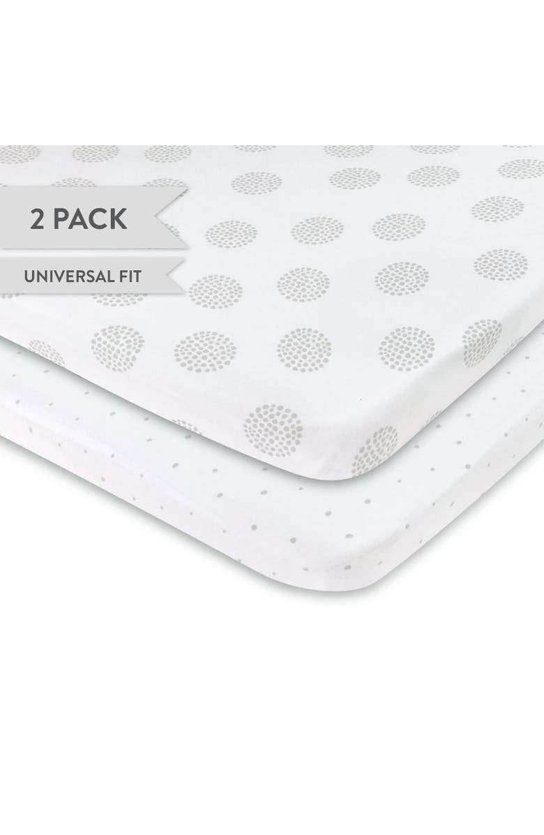 Ely's & Co. Baby Fitted Pack n Play - Mini Crib Sheet 2 Packs, Alternate, color, Grey Dottie