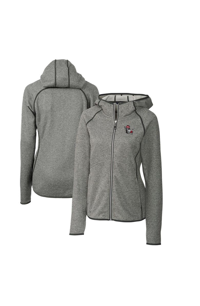 Cutter & Buck Women's Cutter & Buck Heather Gray NC State Wolfpack Mainsail Sweater-Knit Full-Zip Hoodie, Main, color, 