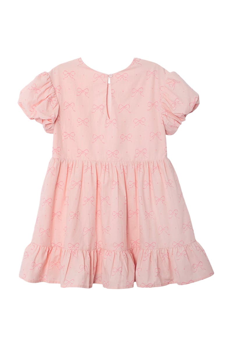 Mabel + Honey Lacy Bowkisses Puff Sleeve Dress, Alternate, color, Pink