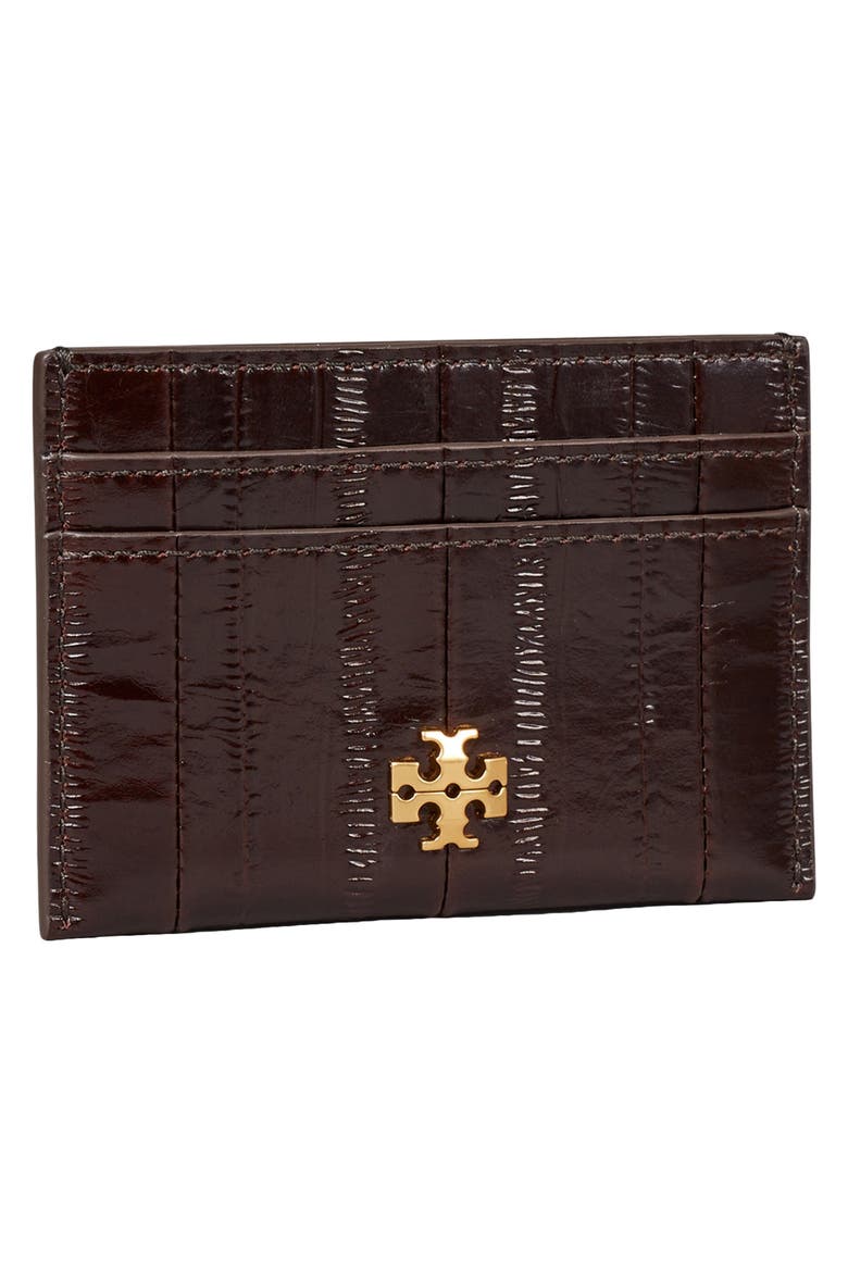 Charlie Eel Embossed Leather Card Case, Alternate, color, DARK BROWN