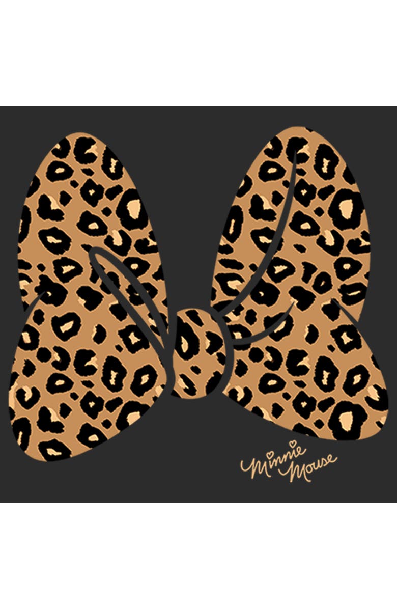 Mickey & Friends Women's Mickey & Friends Cheetah Print Minnie Mouse Bow Graphic T-Shirt, Alternate, color, Black