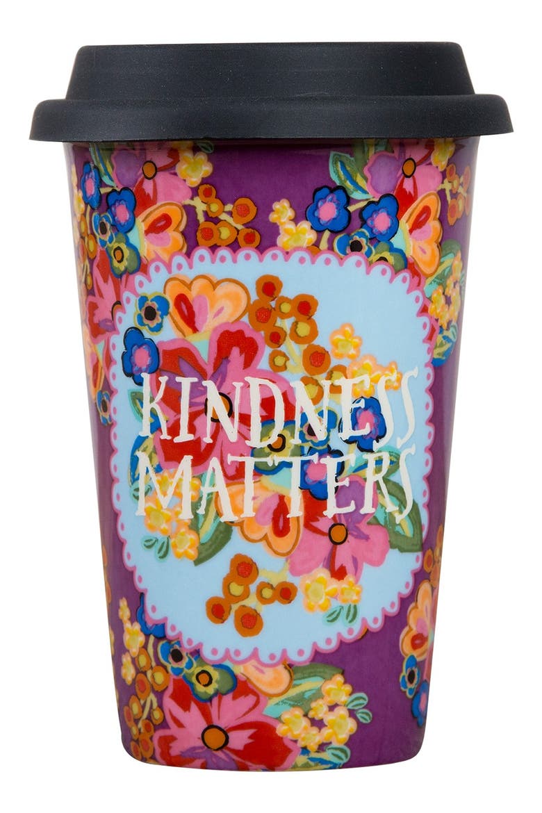 'Kindness Matters' Ceramic Thermal Mug, Main, color, PURPLE
