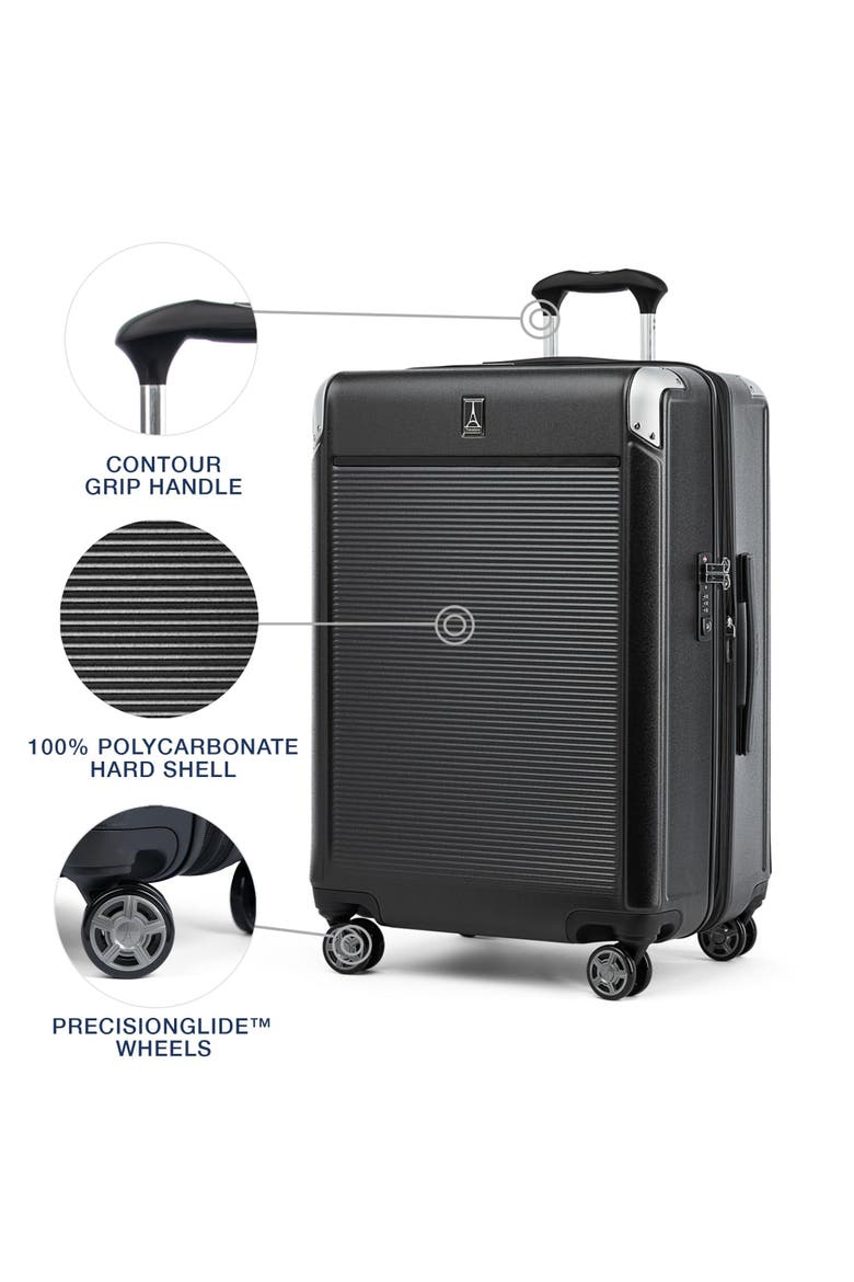 Platinum Elite Hardside Expandable 25" Medium Checked Spinner Luggage, Alternate, color, Shadow Black