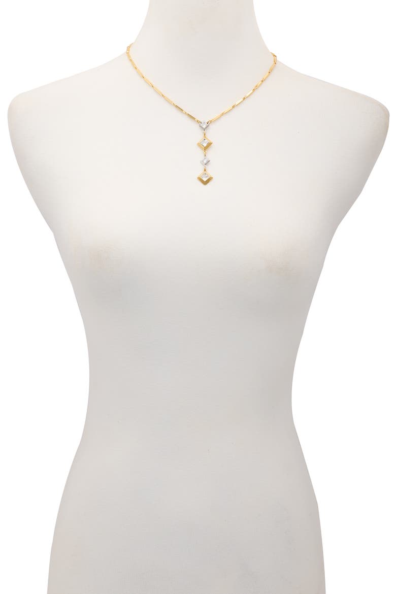 Two-Tone Geometric Crystal Pendant Necklace, Alternate, color, TWO TONE