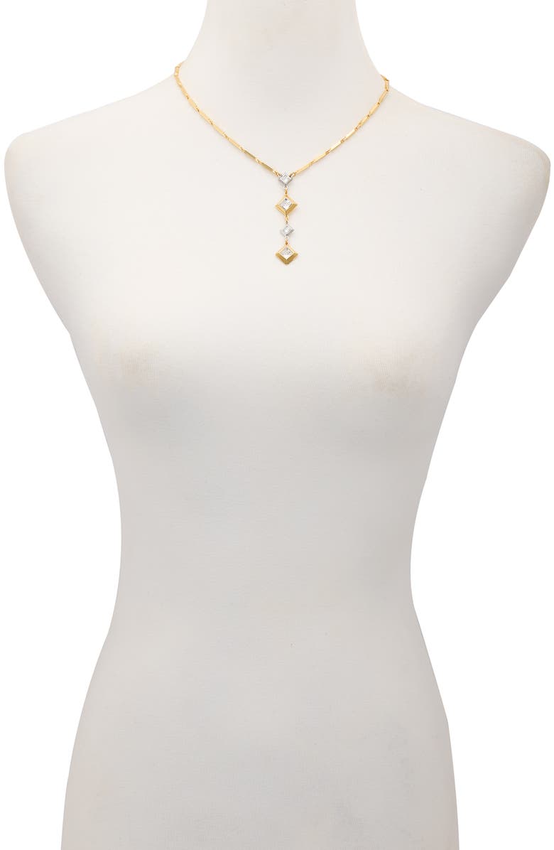 Vince Camuto Two-Tone Geometric Crystal Pendant Necklace, Alternate, color,