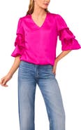 Vince Camuto V-Neck Bubble Sleeve Top