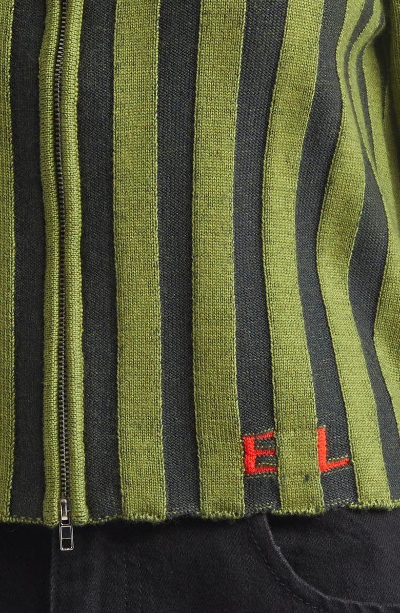 Eckhaus Latta Keyboard Stripe Merino Wool Crop Zip Cardigan, Alternate, color, Sierra Nevada