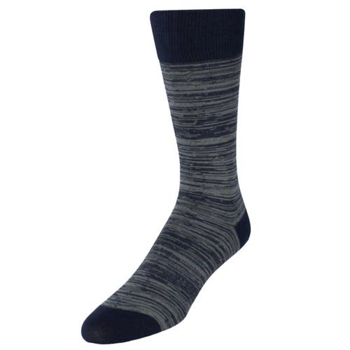 Trafalgar Marius Marled Patterned Mid-calf Pima Cotton Socks In Black