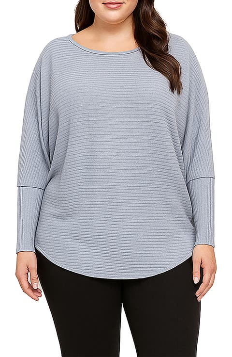 Dolman Sleeve Rib Top (Plus)