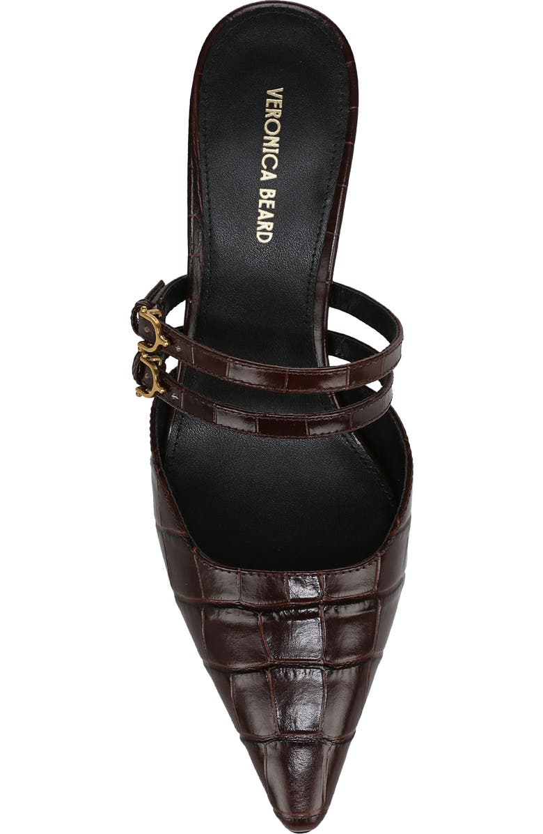 Veronica Beard Corrie Croc Embossed Pointed Toe Pump, Alternate, color, Chocolate