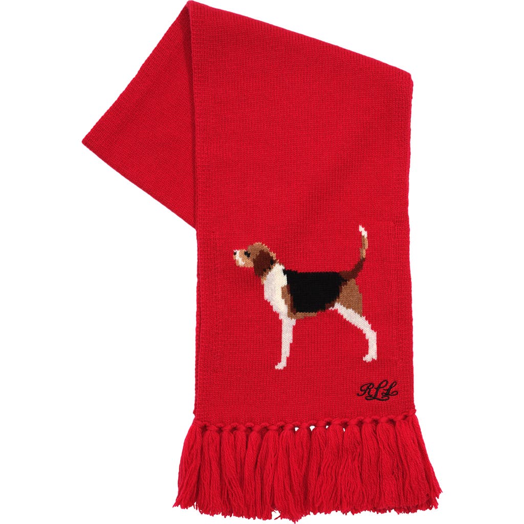 Ralph Lauren Dog Novelty Scarf In Red