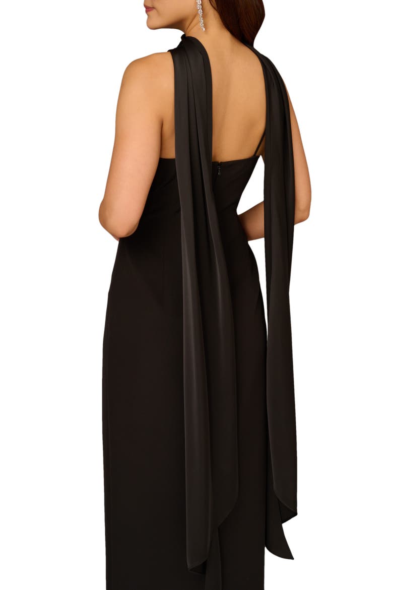 Bonded Crepe Gown, Alternate, color, BLACK