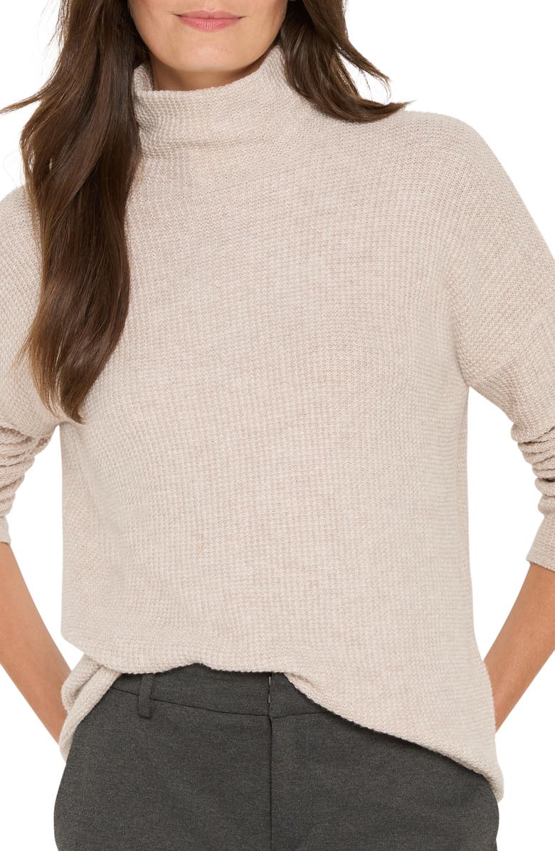 NIC+ZOE Waffle Stitch Tuck Sweater, Main, color, Pebble