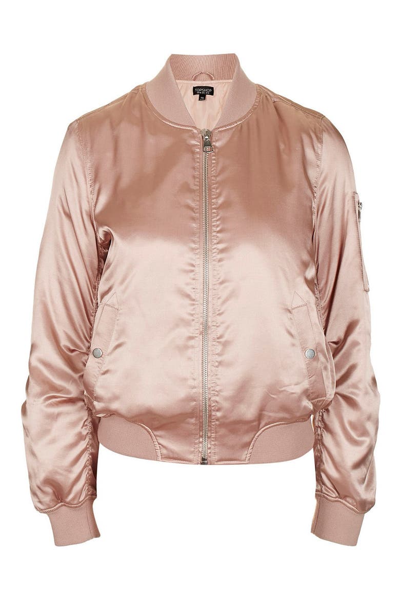 'MA1' Shiny Bomber Jacket, Alternate, color, PINK