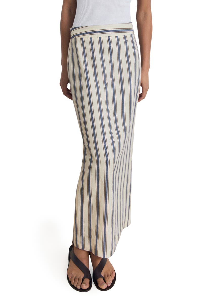 Stripe Linen Midi Skirt, Main, color, ECRU