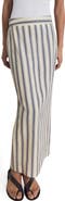 MANGO Stripe Linen Midi Skirt