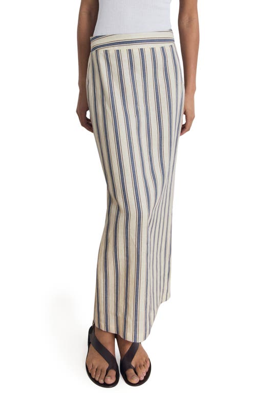 Mango Stripe Linen Midi Skirt In Brown