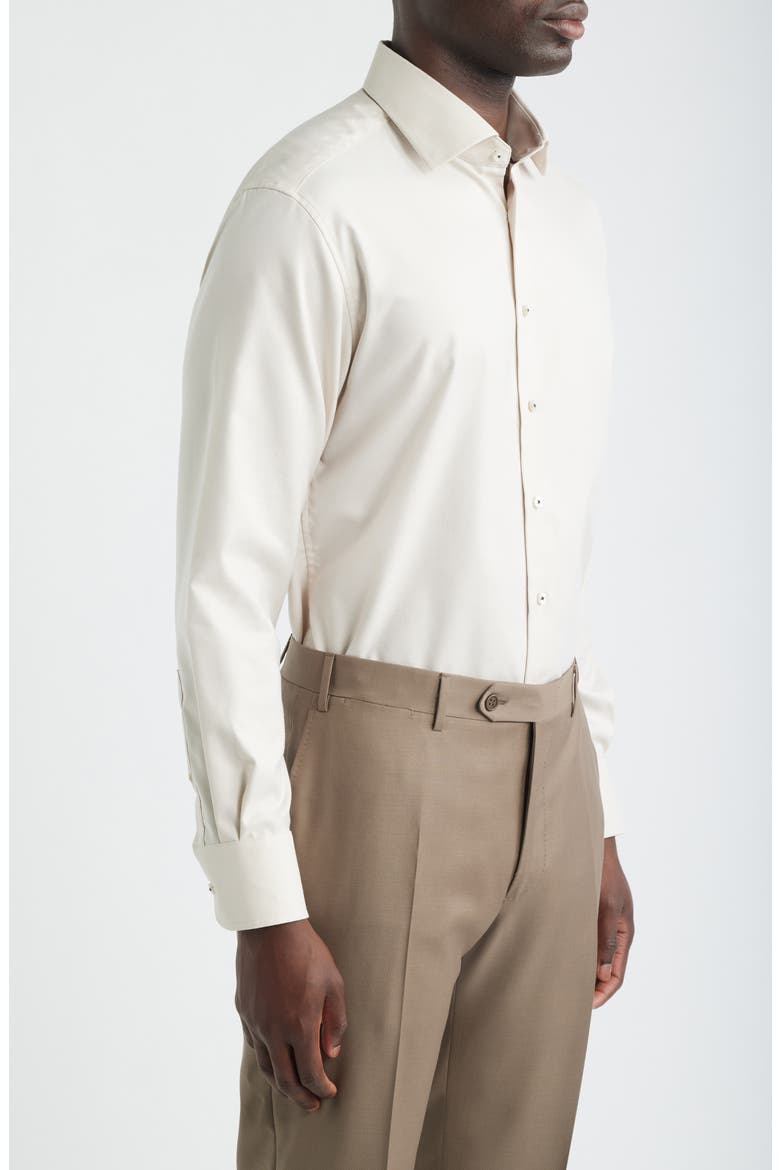 Modern Fit Solid Non-Iron Cotton Oxford Cloth Dress Shirt, Alternate, color, KHAKI