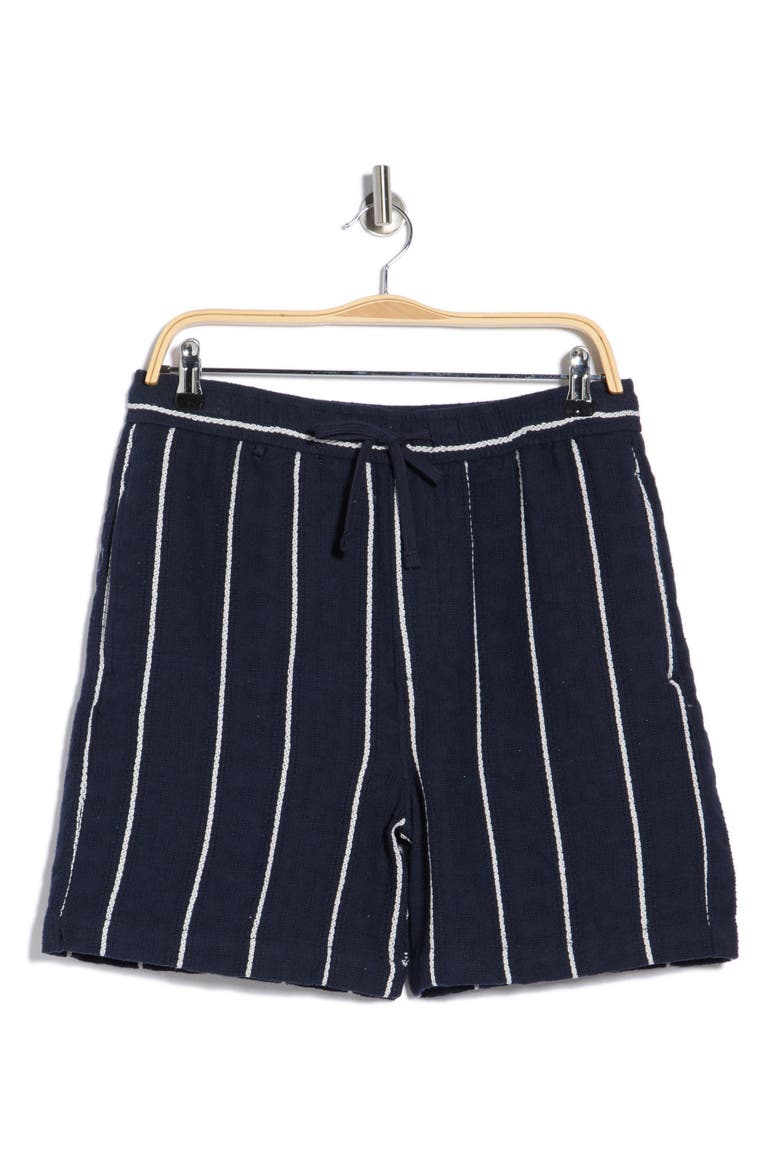 Textured Drawstring Shorts, Alternate, color, NAVY/ WHITE VERTICAL STRIPES