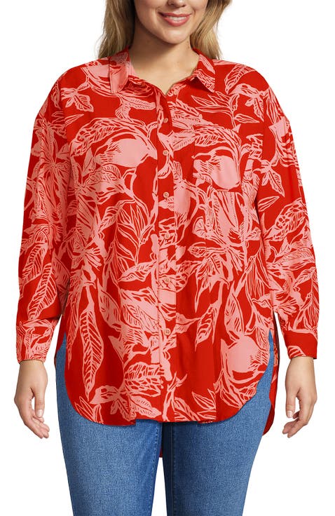 Plus Size Cotton Voile Billowy Oversized Shirt