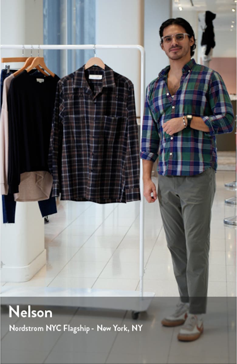 Men's Embroidered Logo Plaid Camp Shirt, sales video thumbnail