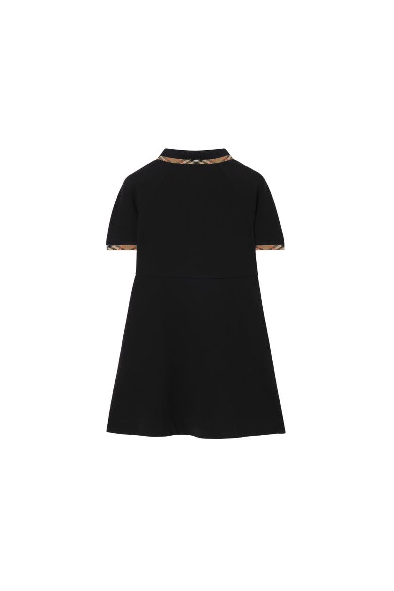 Check Trim Cotton Polo Shirt Dress, Alternate, color, Black