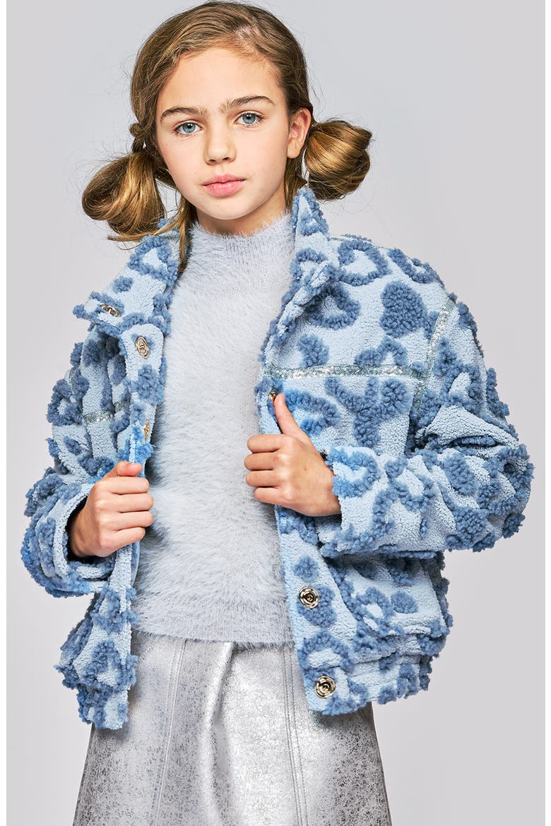 Kids' Heart Embossed High-Pile Fleece Jacket, Alternate, color, BLUE
