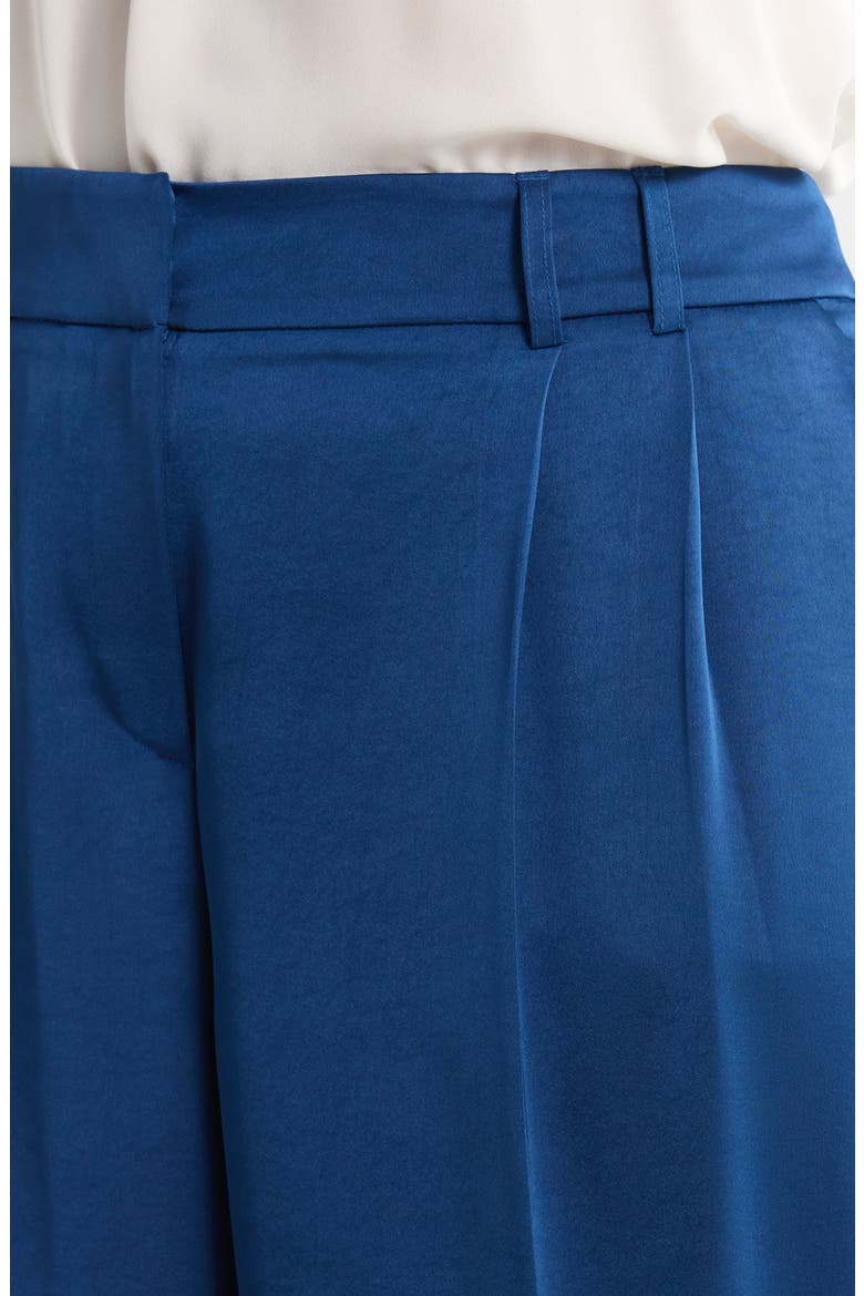 Pleated Satin Wide Leg Pants, Alternate, color, DEEP RIVER