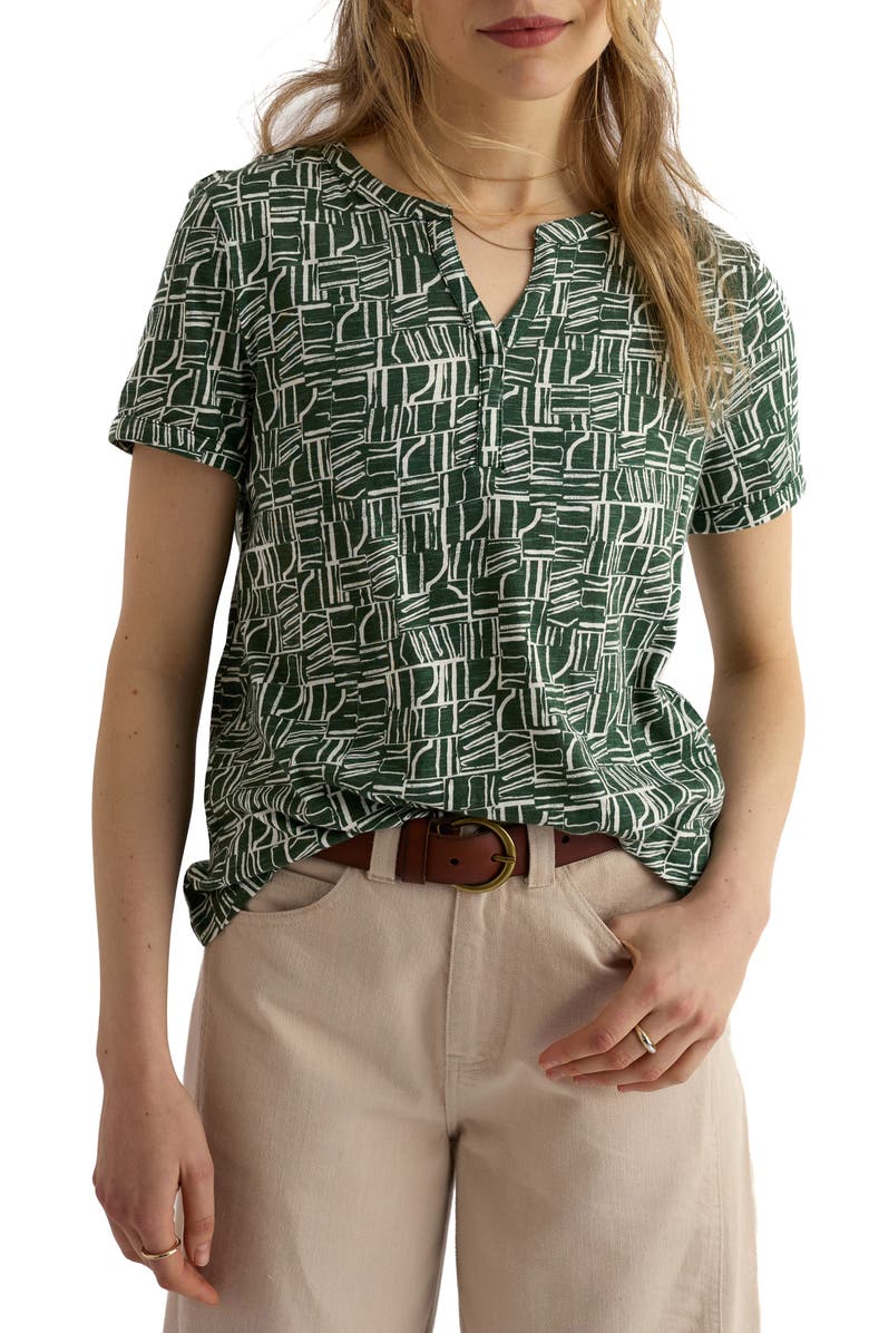 Seasalt Cornwall Waterflow Abstract Print Organic Cotton Top, Main, color, Wall Lines Treetop
