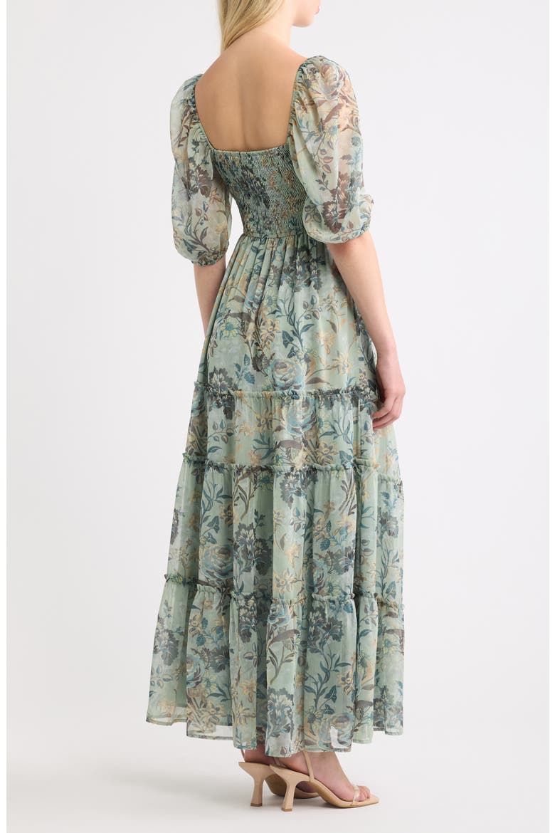 Madison Floral Ruffle Puff Sleeve Maxi Dress, Alternate, color, SAGE FLORAL MULTI