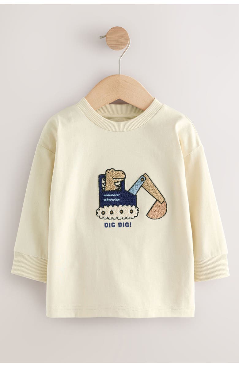 NEXT Kids' Assorted 3-Pack Critter & Stripe Long Sleeve Cotton T-Shirts, Alternate, color, Neutral/ Blue