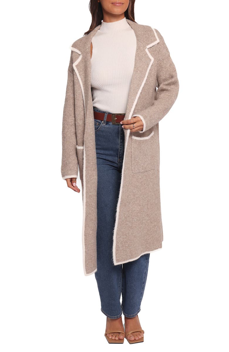 Petal & Pup Katia Contrast Trim Sweater Coat, Main, color, Beige