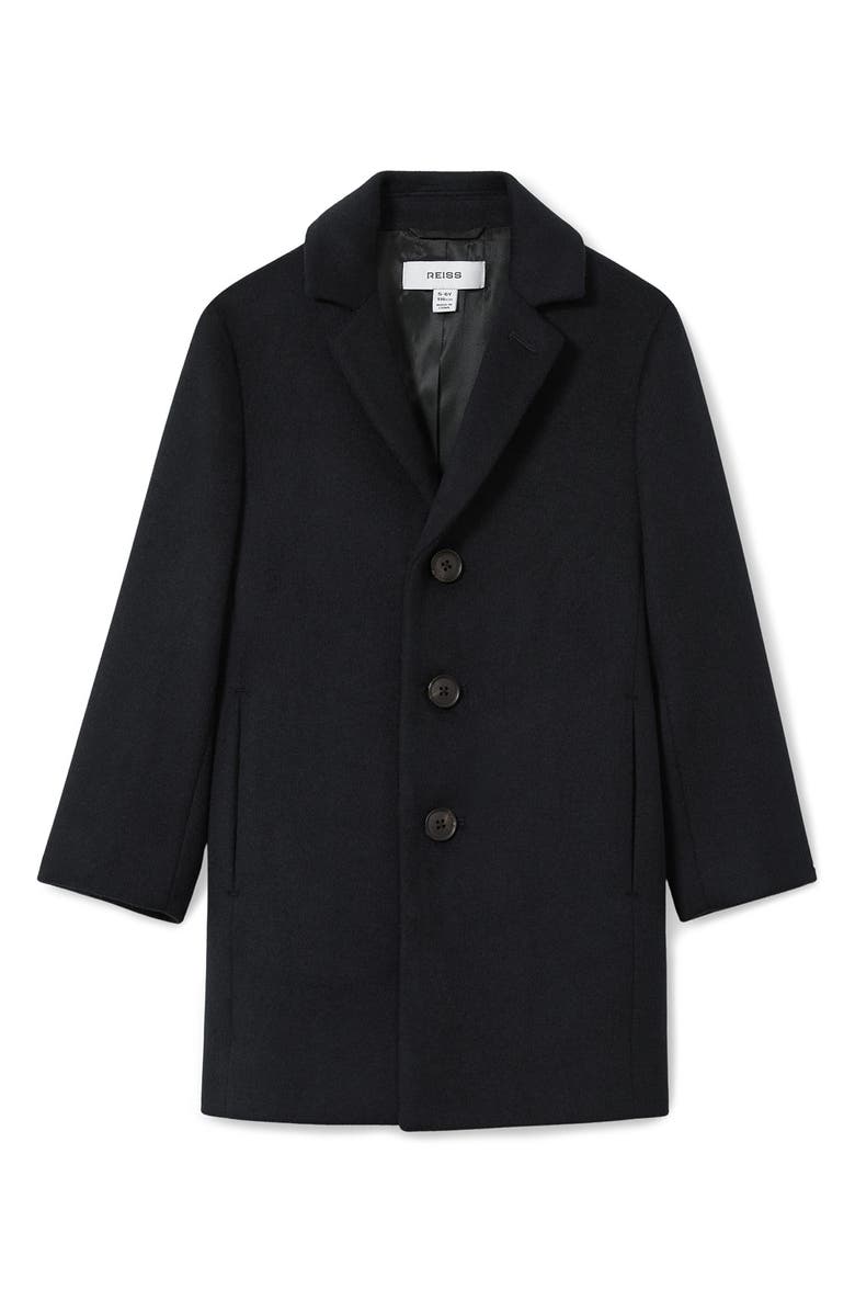 Reiss Kids' Gable Single Breasted Overcoat, Main, color, Navy