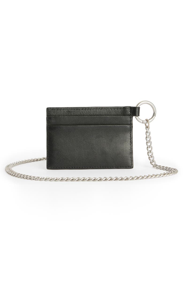 AllSaints Makoto Chain Leather Card Holder, Alternate, color,