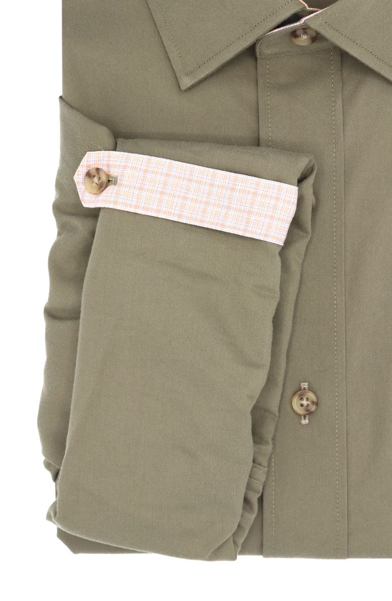 Lorenzo Uomo Trim Fit Long Sleeve Cotton Button-Up Shirt, Alternate, color, Olive