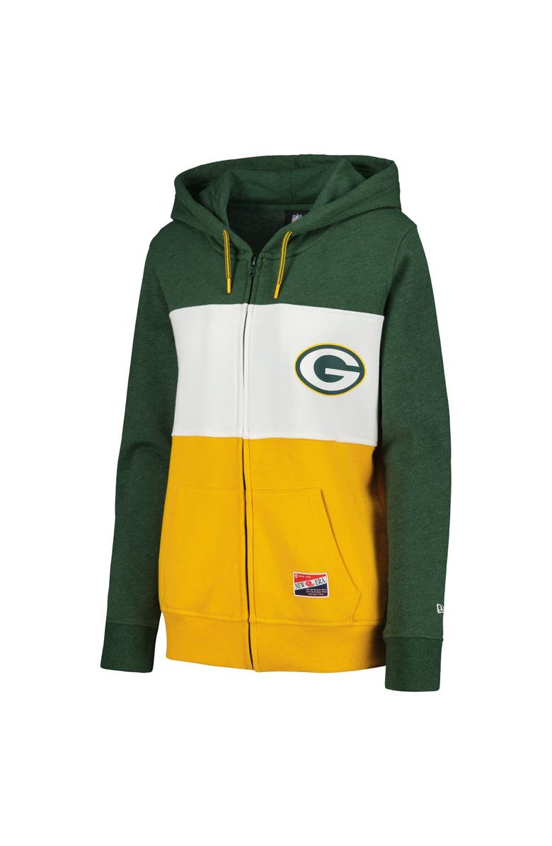 New Era Women's New Era Green Green Bay Packers Color-Block Full-Zip Hoodie, Alternate, color, 