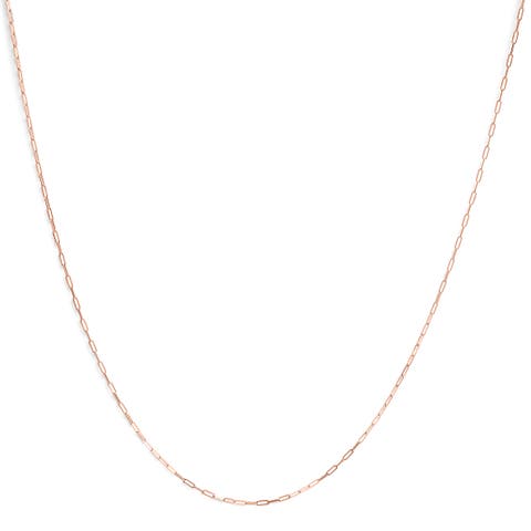 Unisex Solid 14K Gold 1.5mm Paperclip Chain Necklace